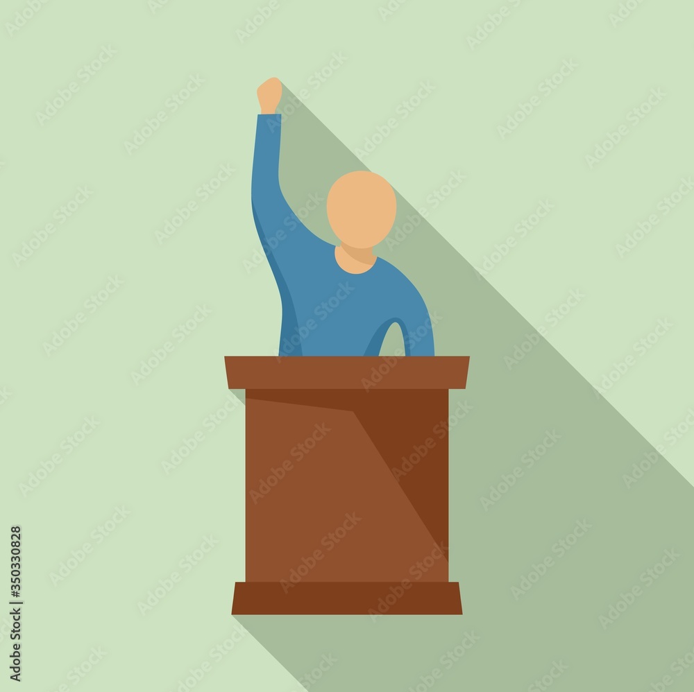 Aufkleber speaking protester icon. flat illustration of speaking protester vector icon for web design