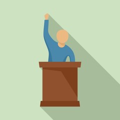 Speaking protester icon. Flat illustration of speaking protester vector icon for web design