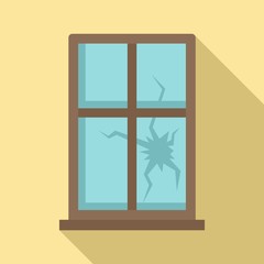 Broken window icon. Flat illustration of broken window vector icon for web design