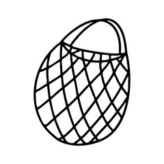 Cute hand drawn doodle string cotton eco bag . Isolated on white background. Vector stock illustration.