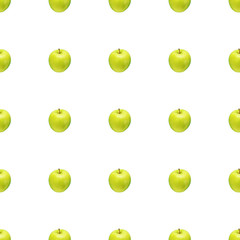Fototapeta na wymiar Pattern of green apples on a white background. Isolated fruits. Image for fabric, wallpaper and wrapping paper.