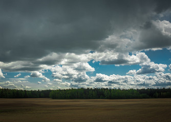 storm clouds over the field