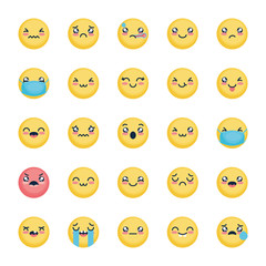 Fototapeta premium crying emoji and emojis icon set, flat style