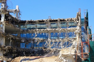 Old building demolition in Athens, Greece, March 12 2020.