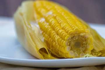 corn on the cob cooked in water with butter