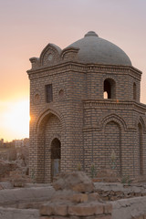 Necropolis Mizdakhan on sunrise, Xojayli, near Nukus, Uzbekistan