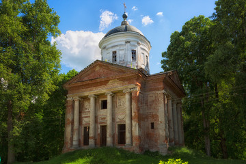 Fototapeta na wymiar Destroyed old manor near the village of Aleksino, Smolensk region, Russia