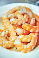 Close-Up Cooked Tiger Prawns ready for eat