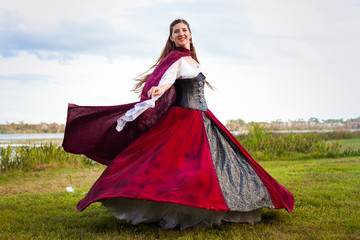 Fototapeta premium Renaissance Medieval Pirate Faire Woman in Cosplay Costume