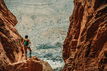woman , cliff, nature, desert 