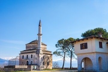 The famous islamic fethiye mosque and the Byzantine museum inside the castle of Ioannina in Epirus Greece