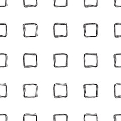 Doodle Squares seamless pattern. Abstract geometric background