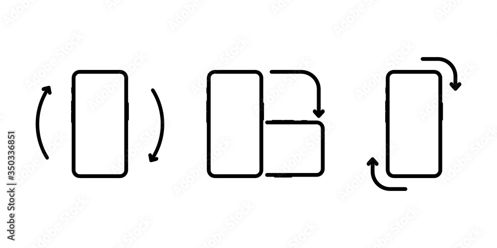 Poster rotate mobile phone. device rotation symbol. turn your device. rotate smartphone, icon set vector il