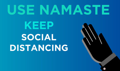 Social Distancing Banner on Blue Background Illustration Concept