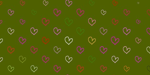 Light Pink, Green vector backdrop with sweet hearts.