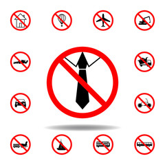 Forbidden tie icon on white background. set can be used for web, logo, mobile app, UI, UX