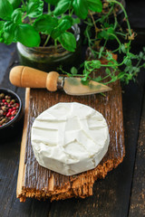 cheese Camembert or Brie Menu concept. food background top view copy space for text keto or paleo diet healthy eating, raw organic