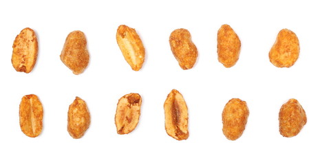 Spicy peanuts set and collection isolated on white background, top view