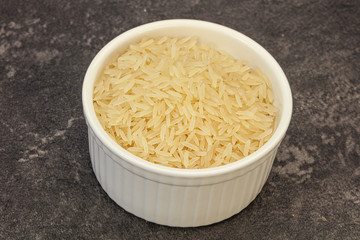 Raw basmati rice in the bowl
