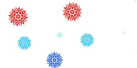 Light Blue, Red vector doodle template with flowers.