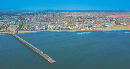 Fototapeta na wymiar The city of Pacasmayo from the air