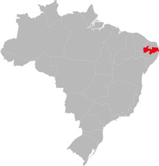 Paraíba state highlighted on Brazil map. Business concepts and backgrounds.