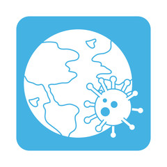 covid 19 coronavirus pandemic disease world spread block style icon