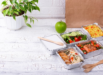Food delivery concept. Lunch in container
