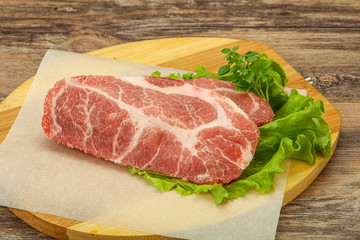 Raw pork meat neck steack