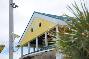 Rusty metal fence. Close-up. Carved parts