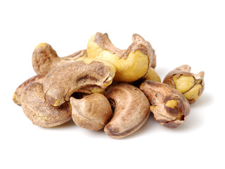 cashew nuts on white background 