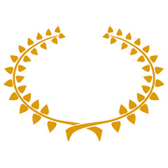 oval wreath of branches for design and emblems, gold color