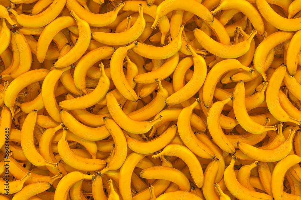 Poster background from bananas, top view. 3d rendering