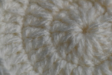 White hand crochet circle background texture 