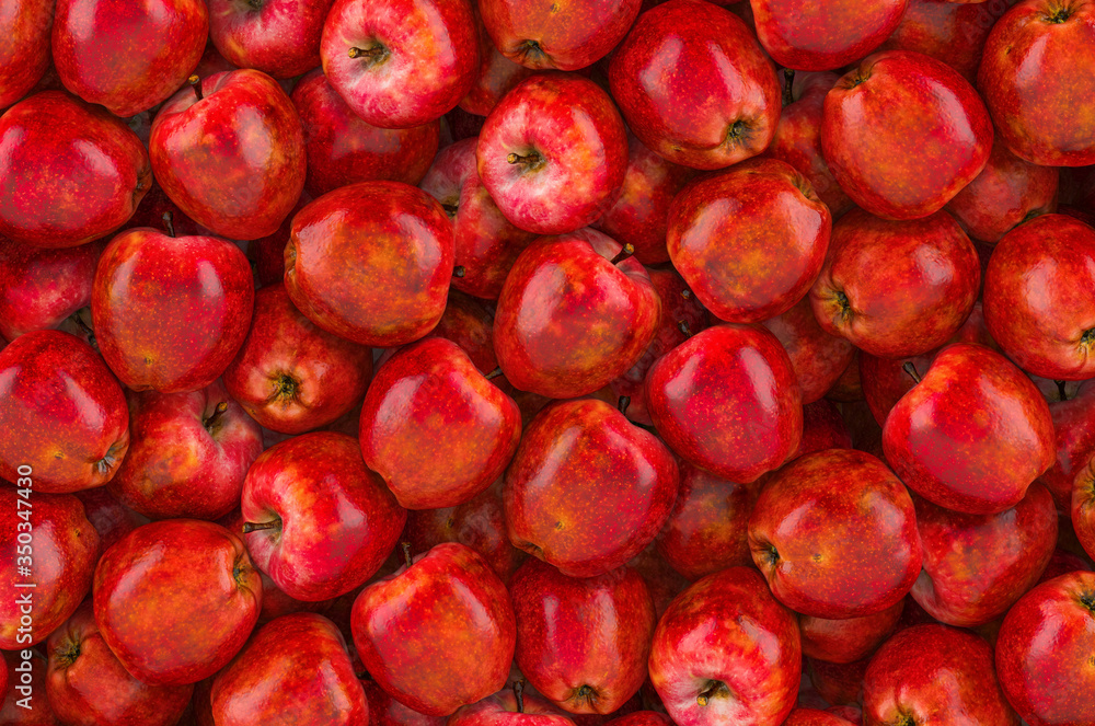 Poster background from red apples, top view. 3d rendering