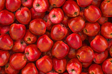 Background from red apples, top view. 3D rendering