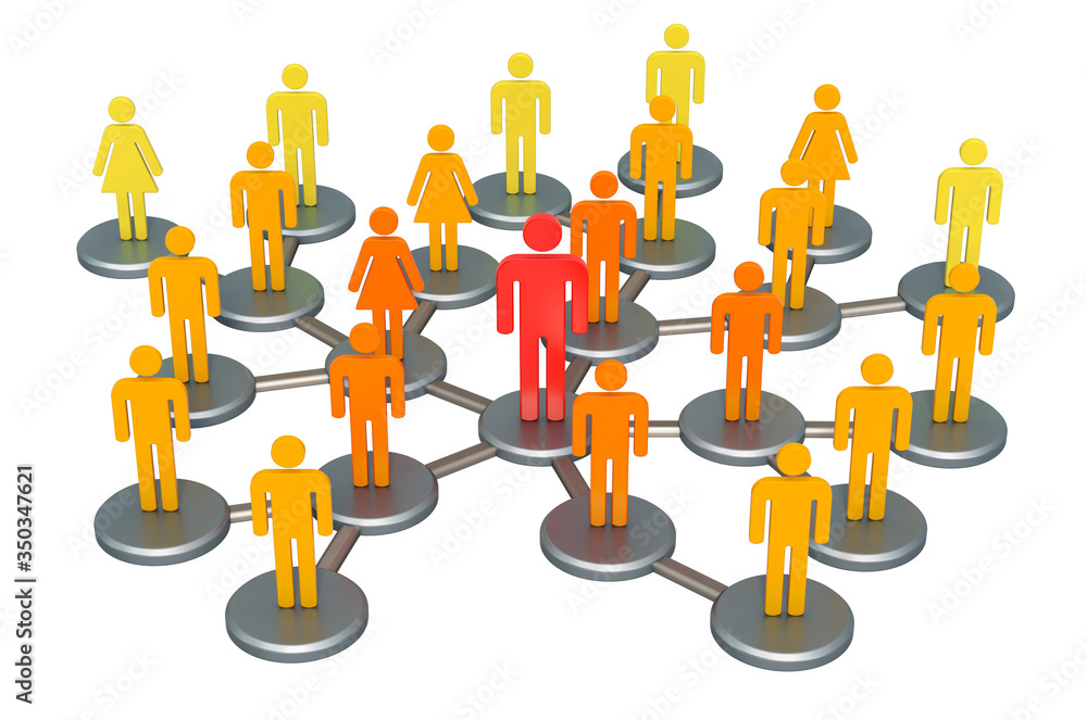 Poster network connection or contact tracing concept, 3d rendering