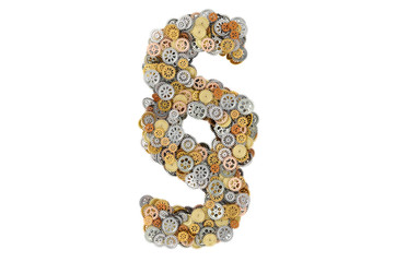 Section, paragraph symbol from gears, 3D rendering