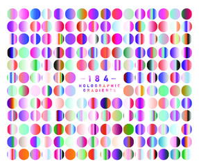 Duotone and holographic opalescent gradient swatches for design.