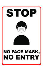 Stop no entry without a face mask sign vector illustration 