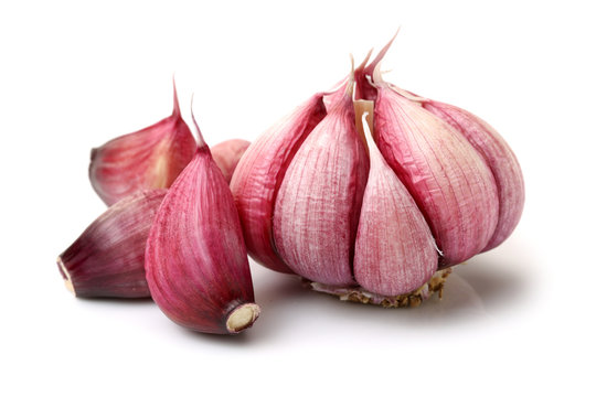 Fresh young garlic isolated on white background