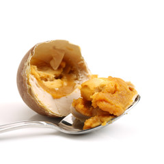 Salted duck eggs on white background