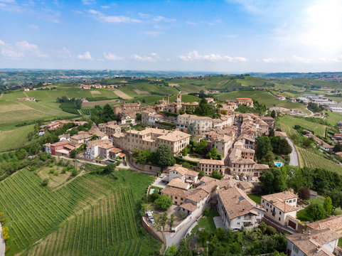 Neive town. Beautiful Italian landscape. view from Langhe,Italian landmark. Unesco world heritage site