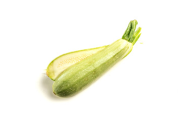 Fresh vegetable zucchini. Isolated on a white background. Squash. Dietary product. Of natural vegetables.
