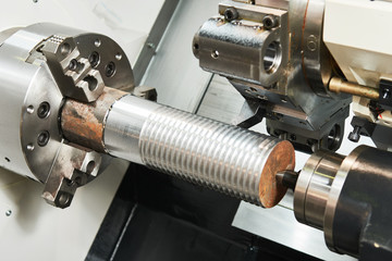 CNC lather machine. cutting tool at metal working