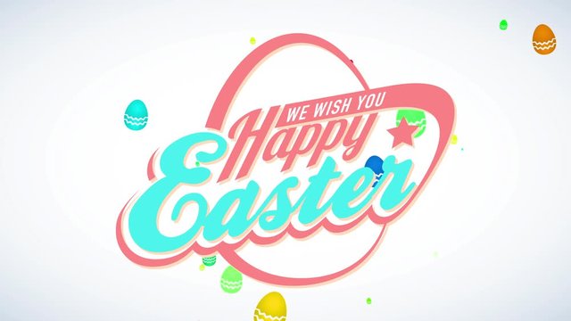 unity wish yourself happy easter announcement with 80s future fancy with an abstraction egg graphical joined to ol fashioned typography