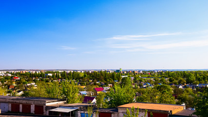 panorama of the city. against the backdrop of blue sky