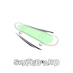 Outline Vector Illustration of Skateboard