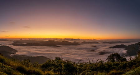 Paisagem com céu azul acima das nuvens 