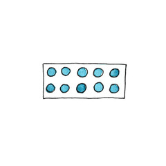 Pills in blister pack watercolor illustration